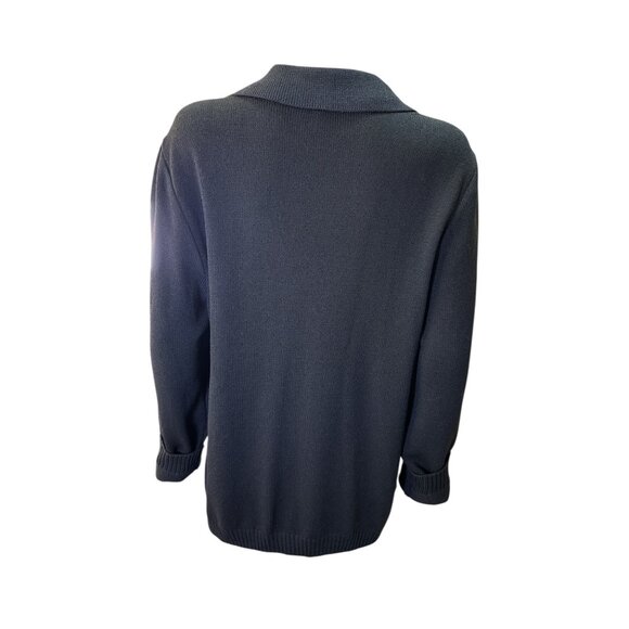 St. John Sport Cardigan Navy Wool Blend Zip-Up Sweater L Office Workwear EUC - Picture 3 of 7